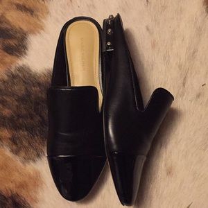 Marc Fisher Black leather mules with original box